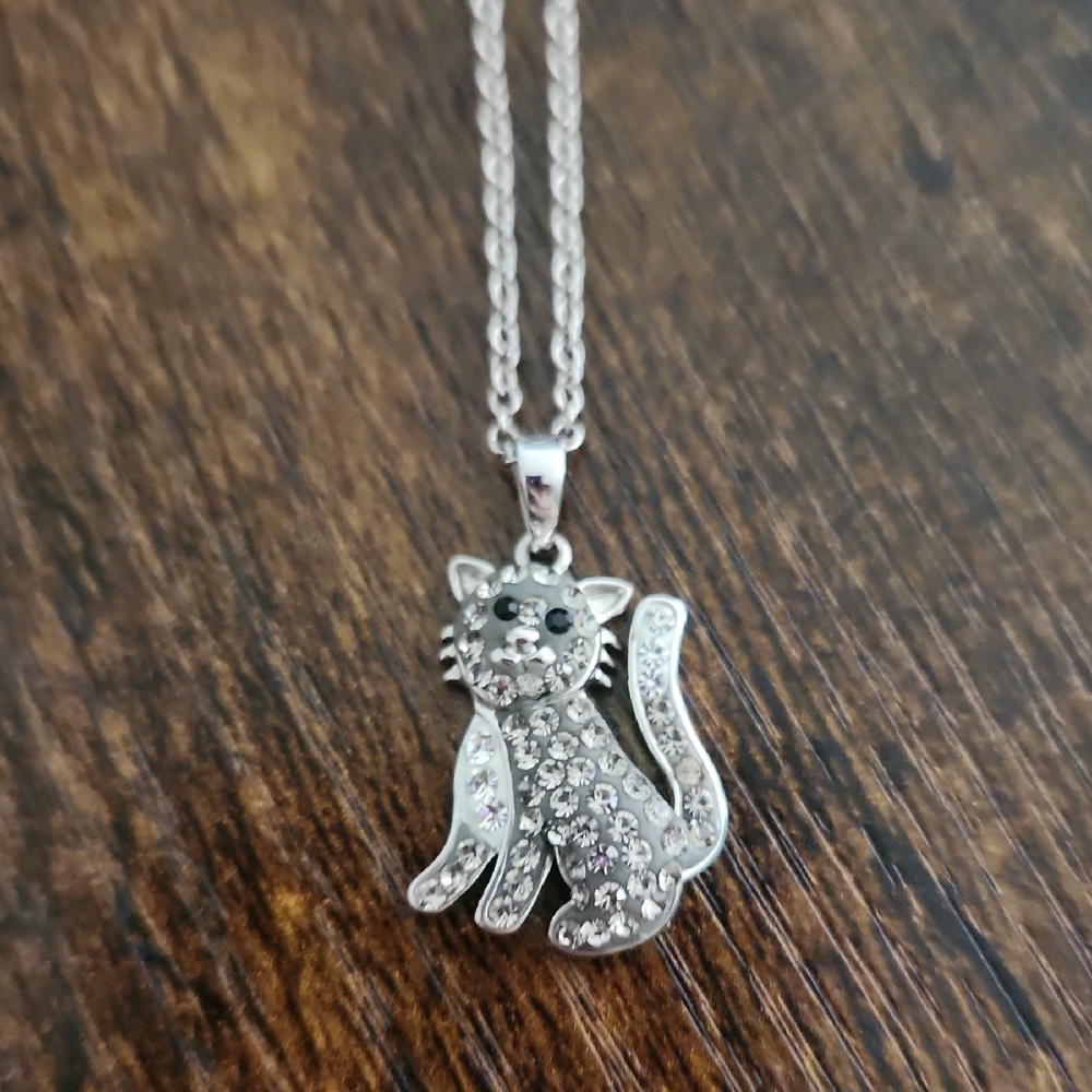 Silver Cat Pendant Necklace
